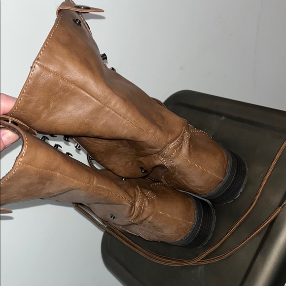 Brown Lace-Up Women's Boots - Picture 6 of 6